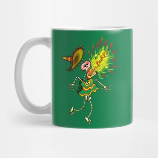 Mexican skeleton burping after eating hot peppers Mug